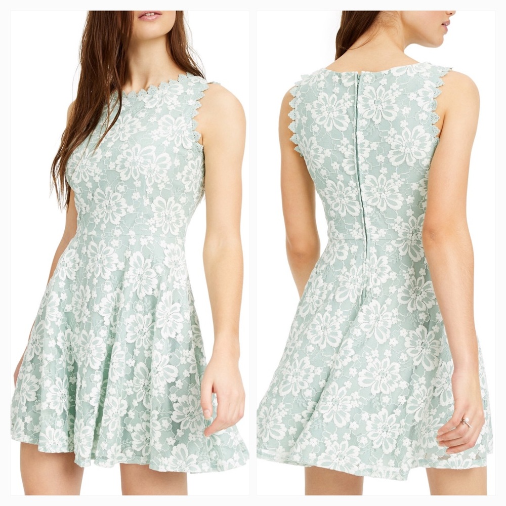 Juniors’ Floral Lace A-Line Dress
